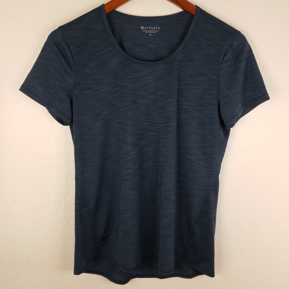 Athleta  Shirt Women's Small Kettlebella Training Top Short Sleeve Blue‎ 444215